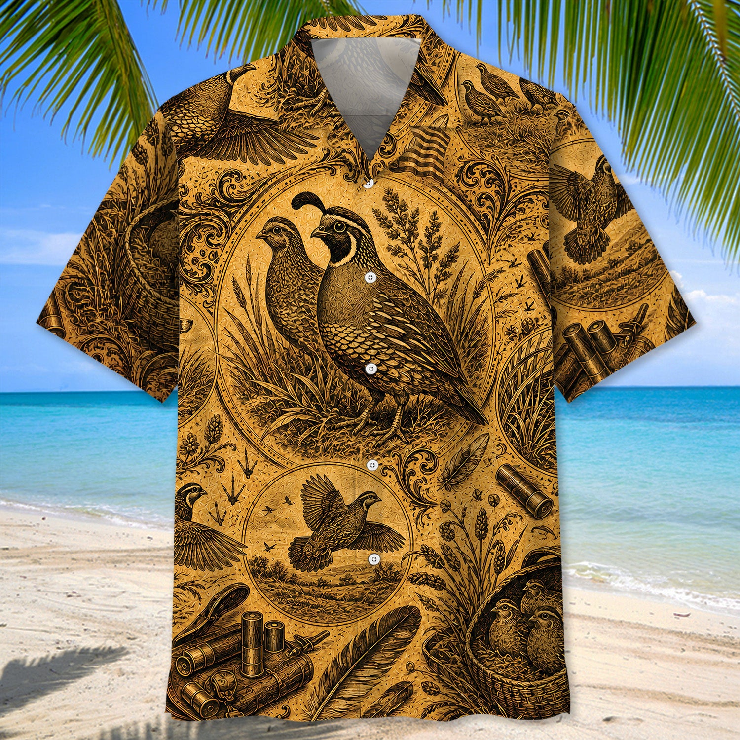 Quail Hunting Legend Vintage Art Hawaiian Shirt