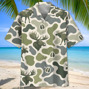 Moose Camouflage Hunting Funny Pattern Hawaiian Shirt