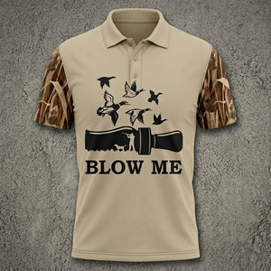 Blow Me Duck Hunting Camo Polo Men Shirt