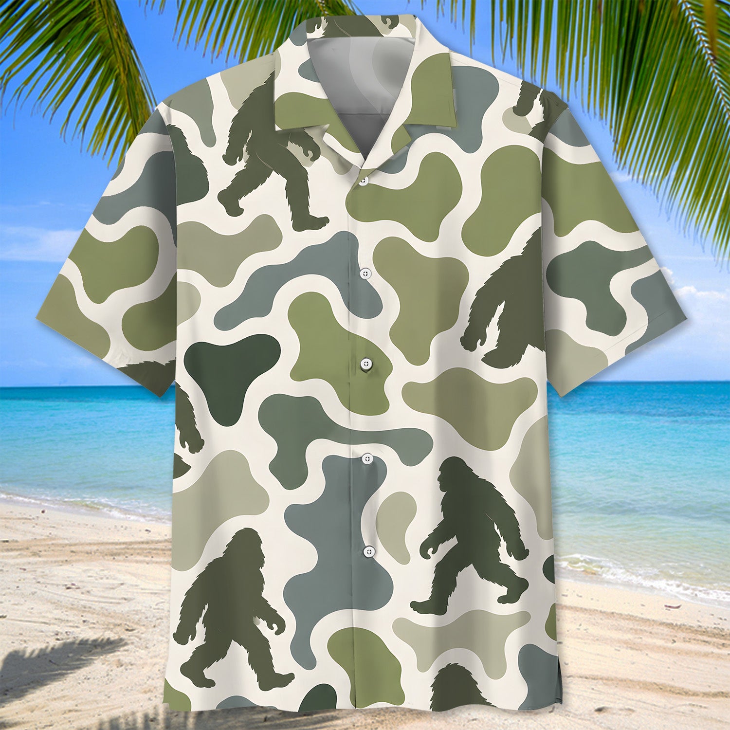 Bigfoot Camouflage Hunting Funny Pattern Hawaiian Shirt
