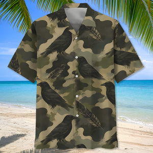 Crow Camouflage Graphic Pattern Hawaiian Shirt