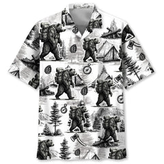 Vintage Wild Bear Go Camping Hawaiian Shirt