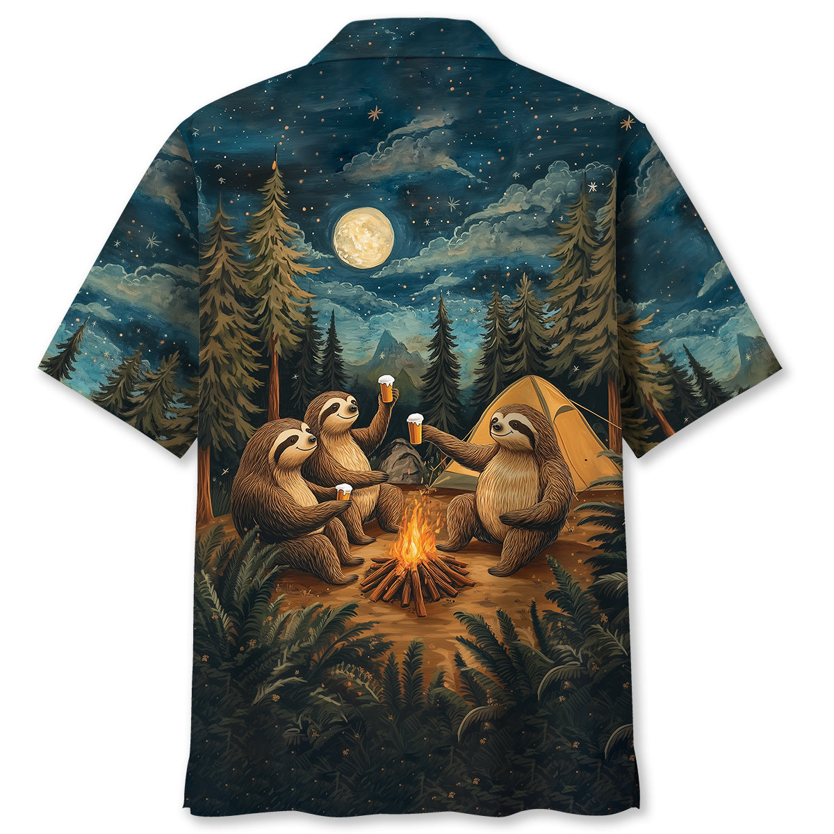 Funny Sloth Drinking Night Hawaiian Shirt