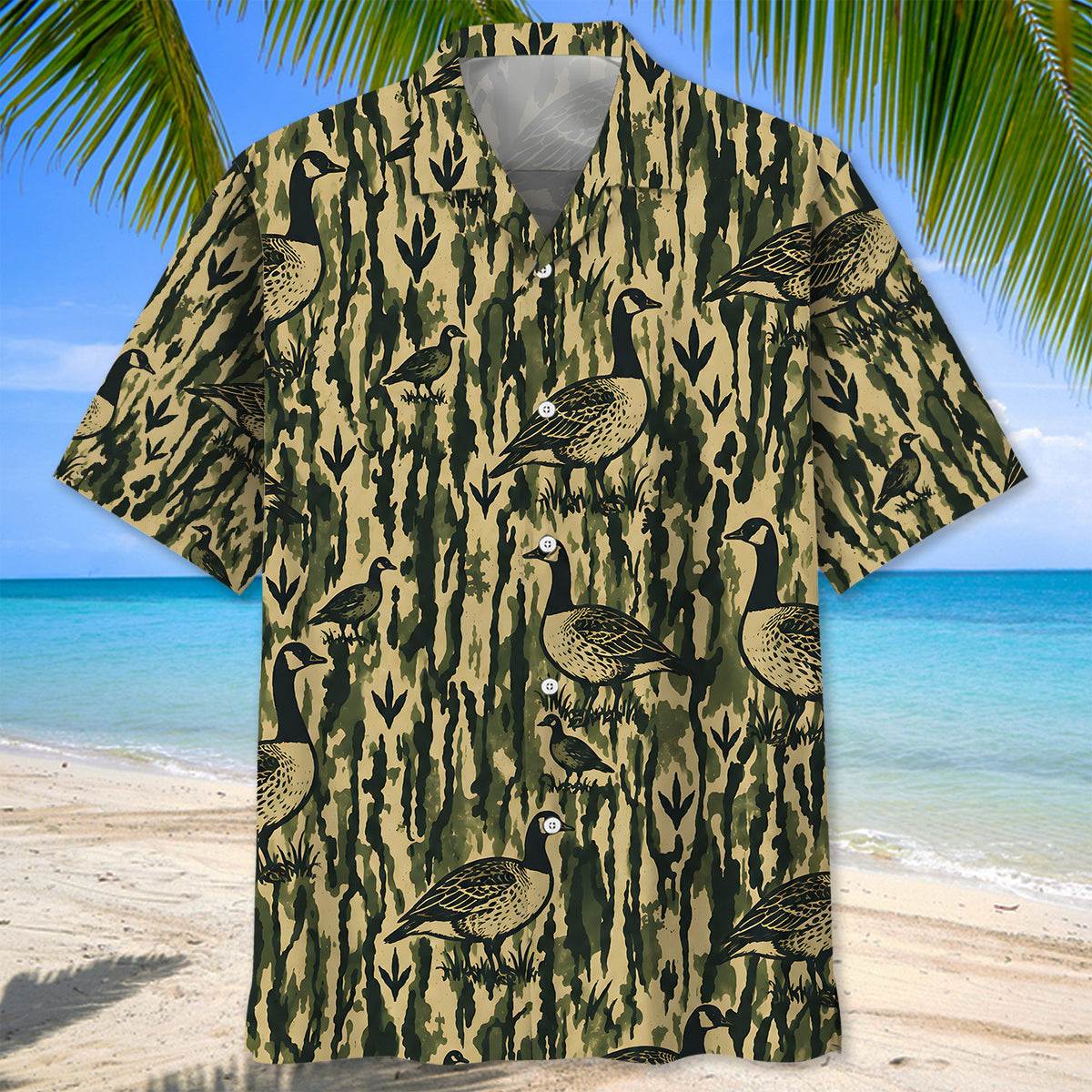 Goose Stripe Camouflage Hawaiian Shirt