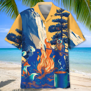 Fox by the Fire Camping Hawaiian Shirt
