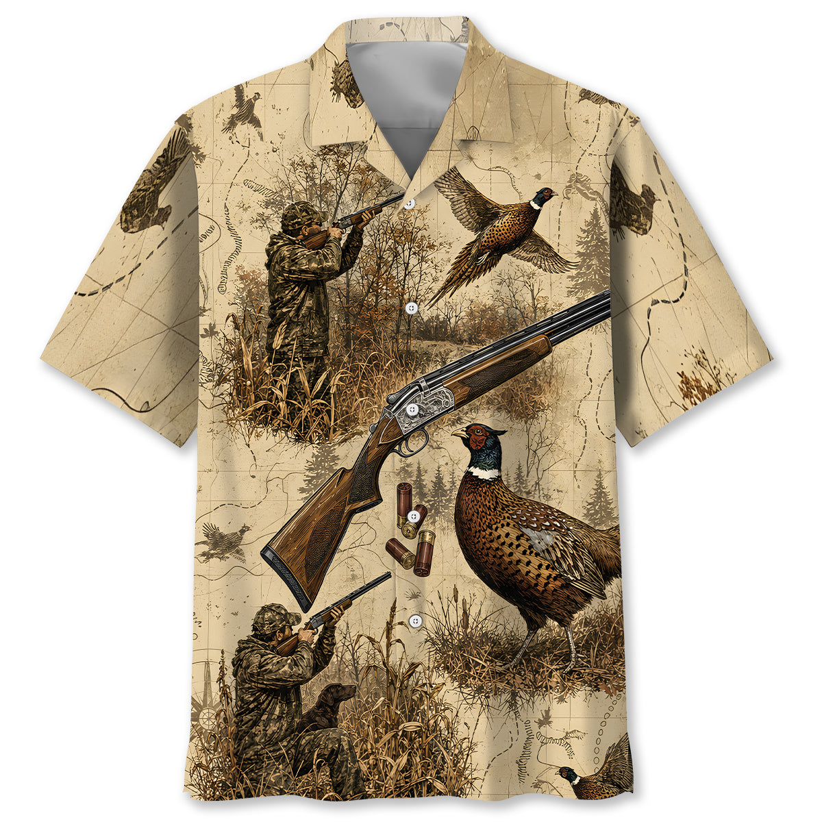 Vintage Wild Pheasant Hunting Hawaiian Shirt