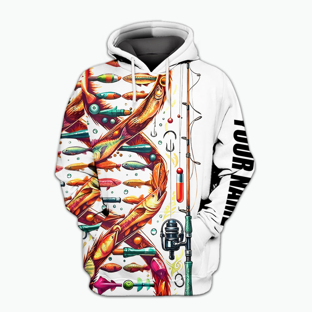 Custom Name Fishing DNA All Over Print Shirt