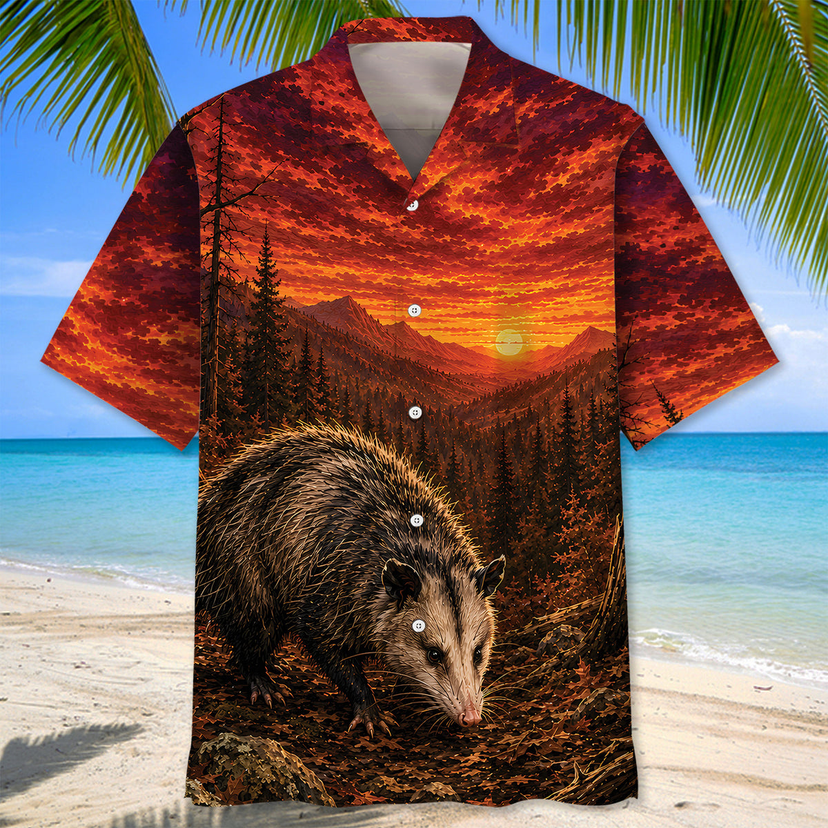 Opossum Hunting Burnt Sky Hawaiian Shirt