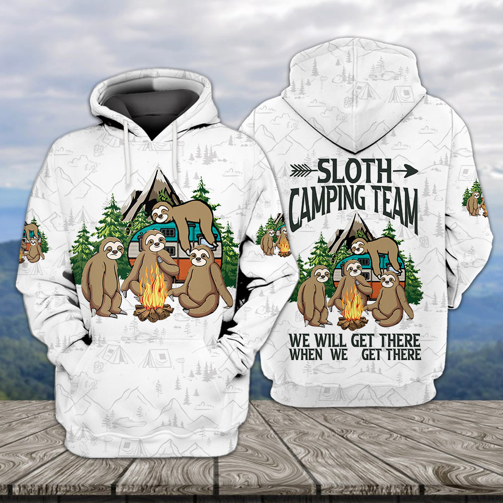 Sloth Camping Team We Will Get There When We Get There All Over Print Shirt