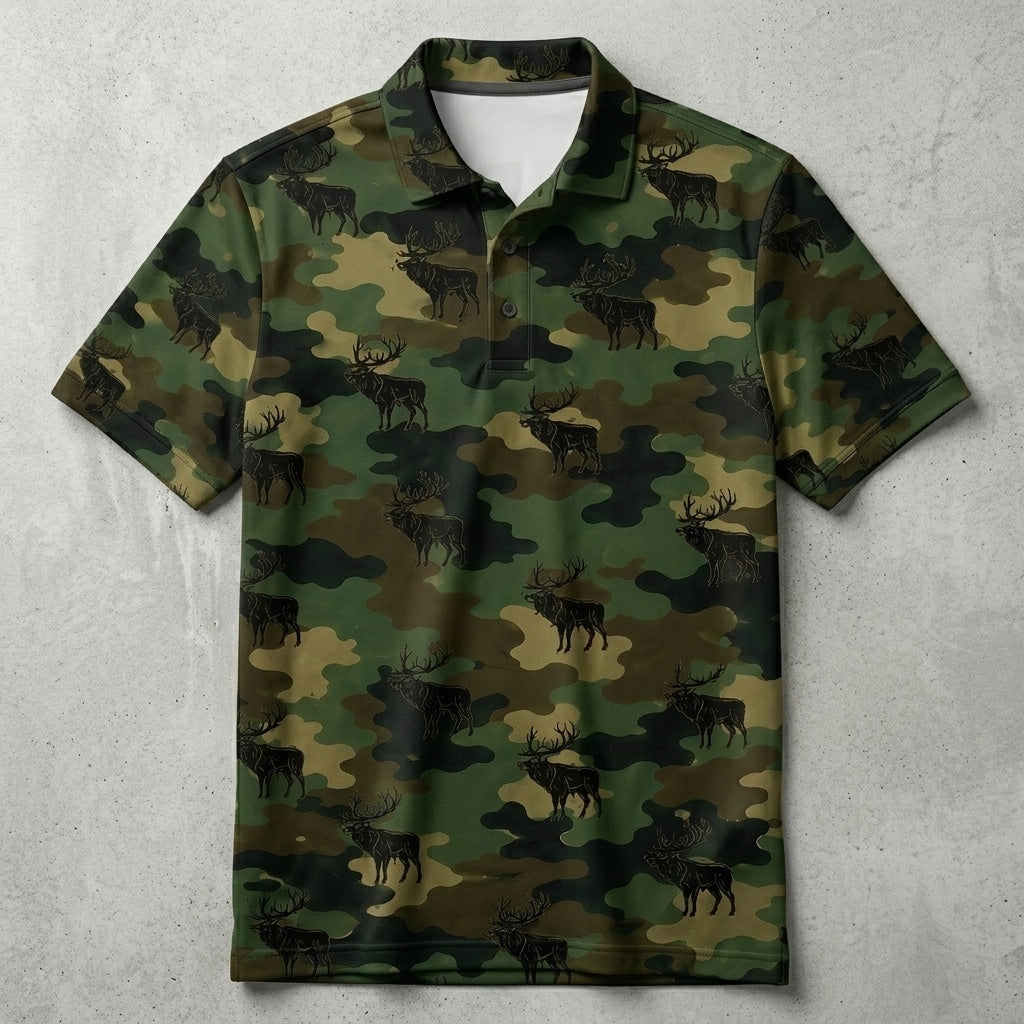 Elk Camouflage Millitary Men Polo Shirt