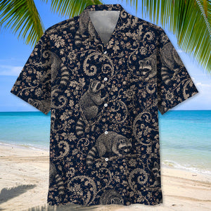 Midnight Raccoon Paisley Hawaiian Shirt