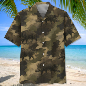 Hog Camouflage Graphic Pattern Hawaiian Shirt