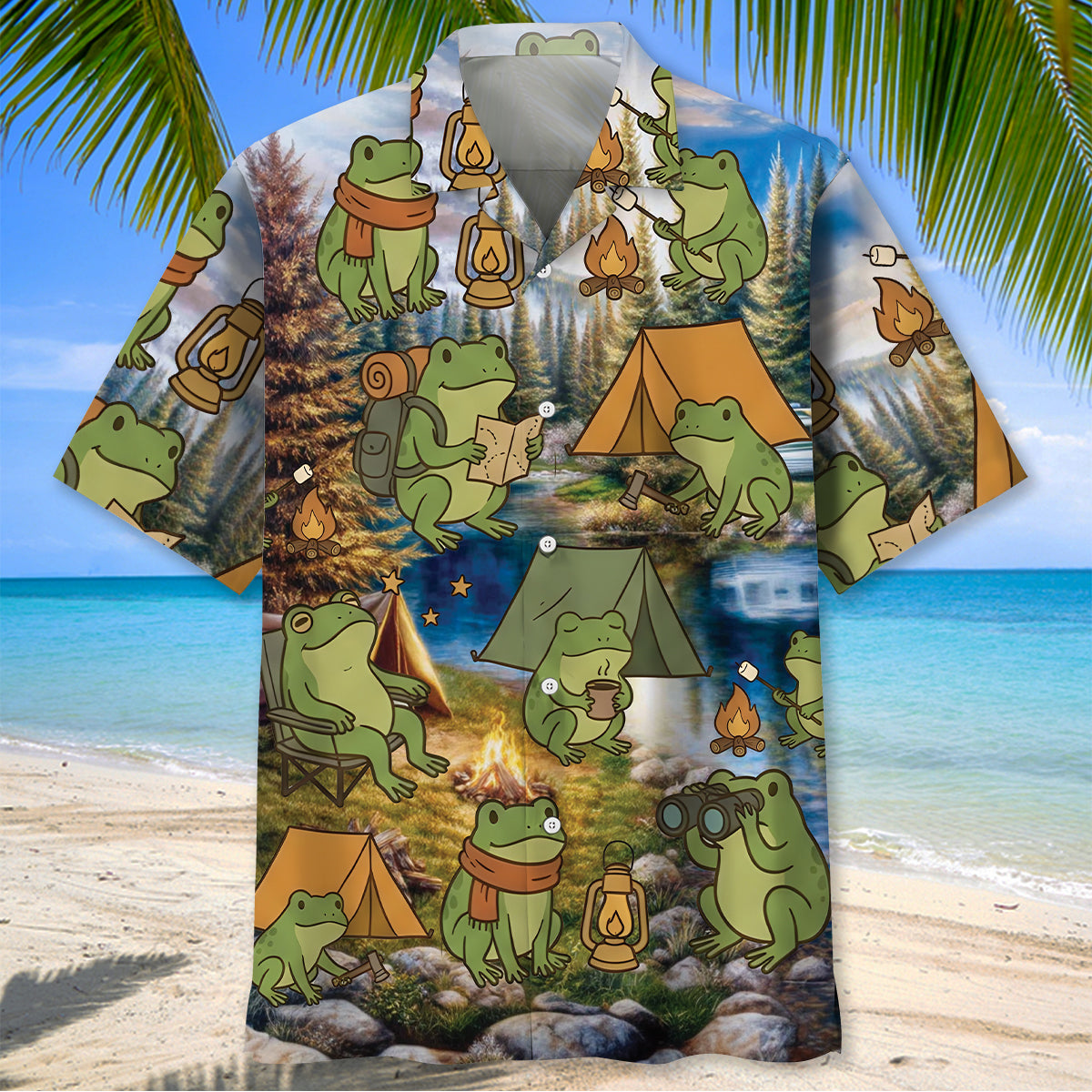Funny Frog Camping Hawaiian Shirt