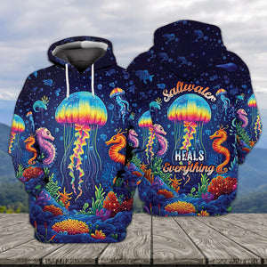 Saltwater Heals Everything Jellyfish All Over Print Shirt