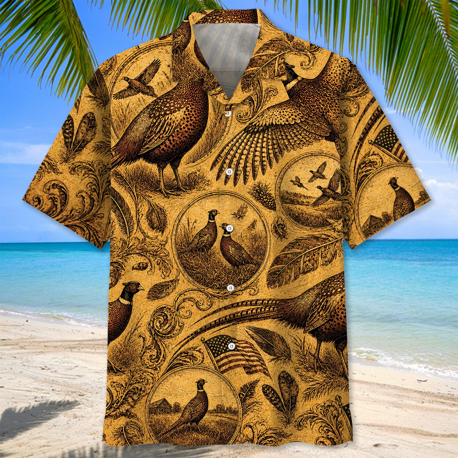 Pheasant Hunting Legend Vintage Art Hawaiian Shirt