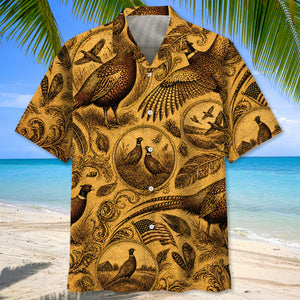 Pheasant Hunting Legend Vintage Art Hawaiian Shirt