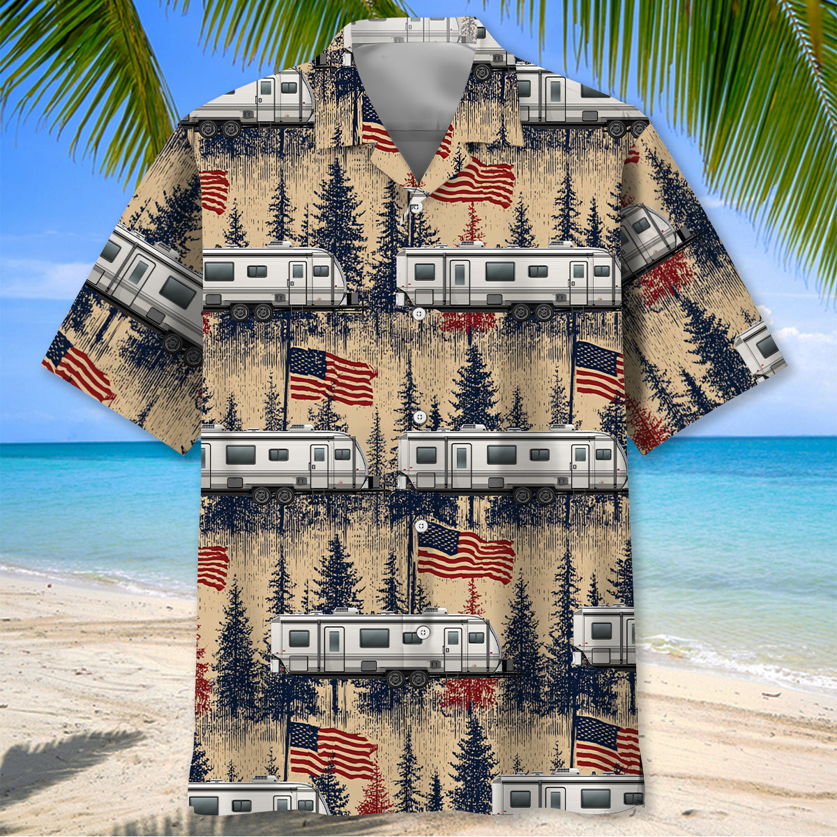America Fifth-Wheel Trailer Hawaiian Shirt