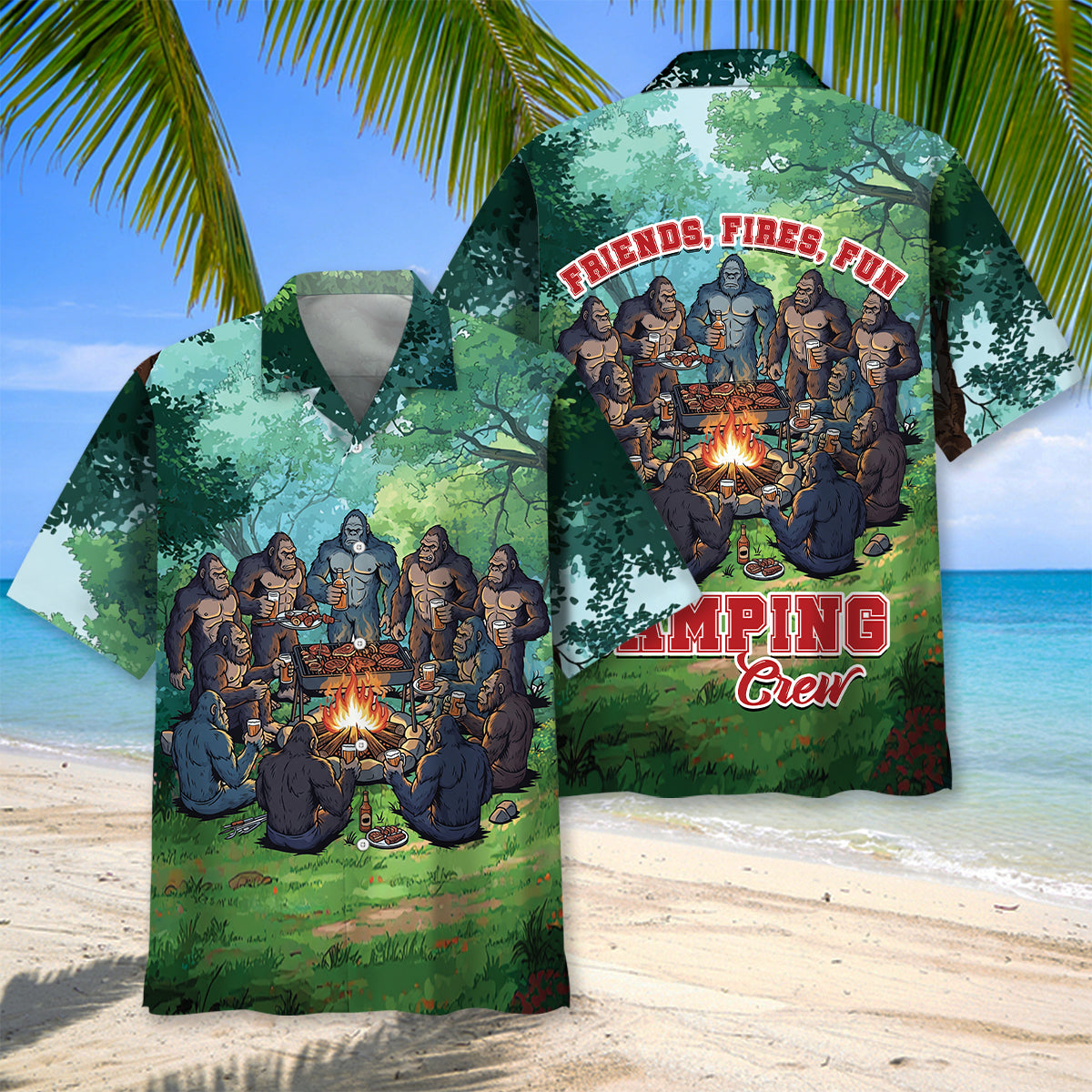 Bigfoot Camping Crew Hawaiian Shirt