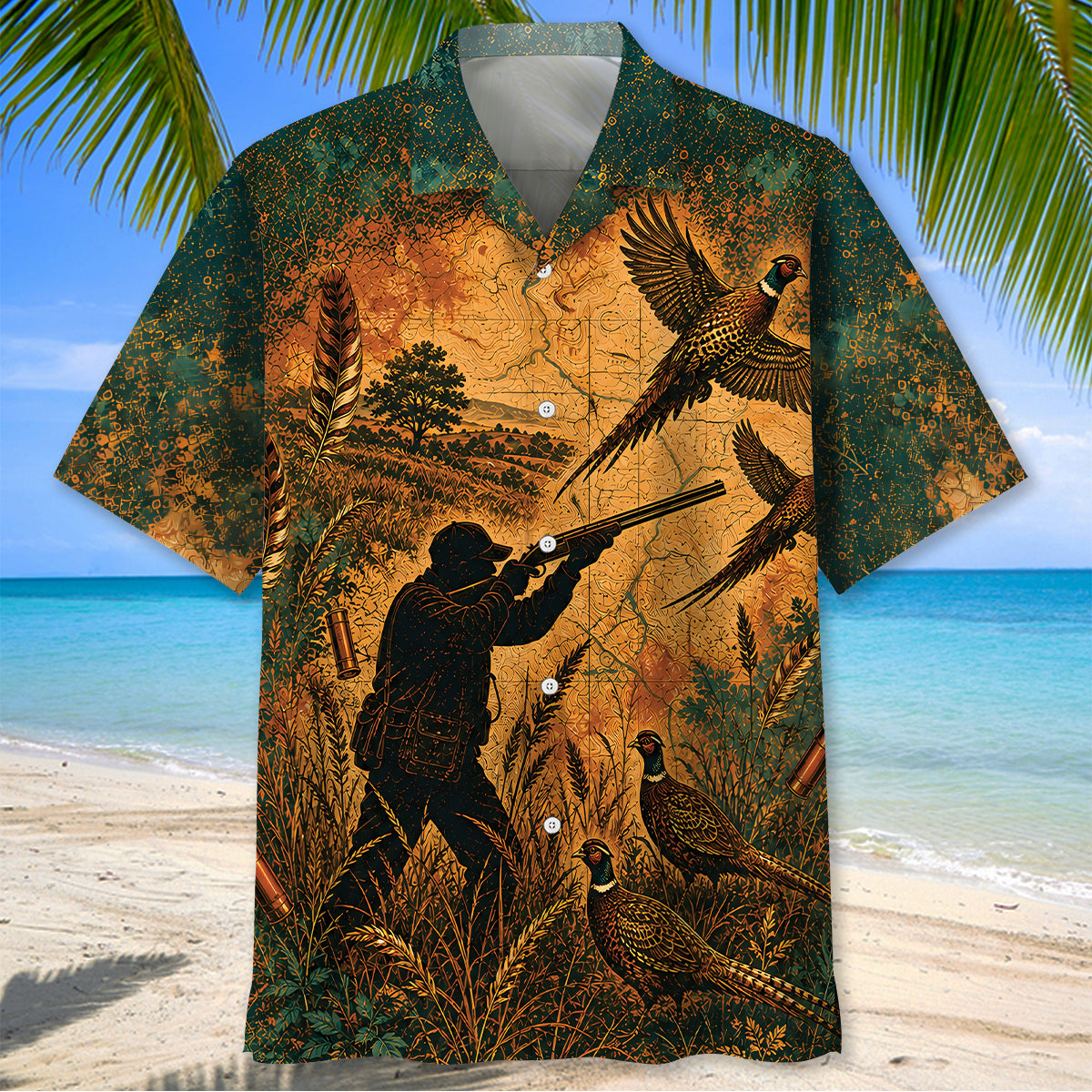 Vintage Pheasant Hunter Distressed Hawaiian Shirt