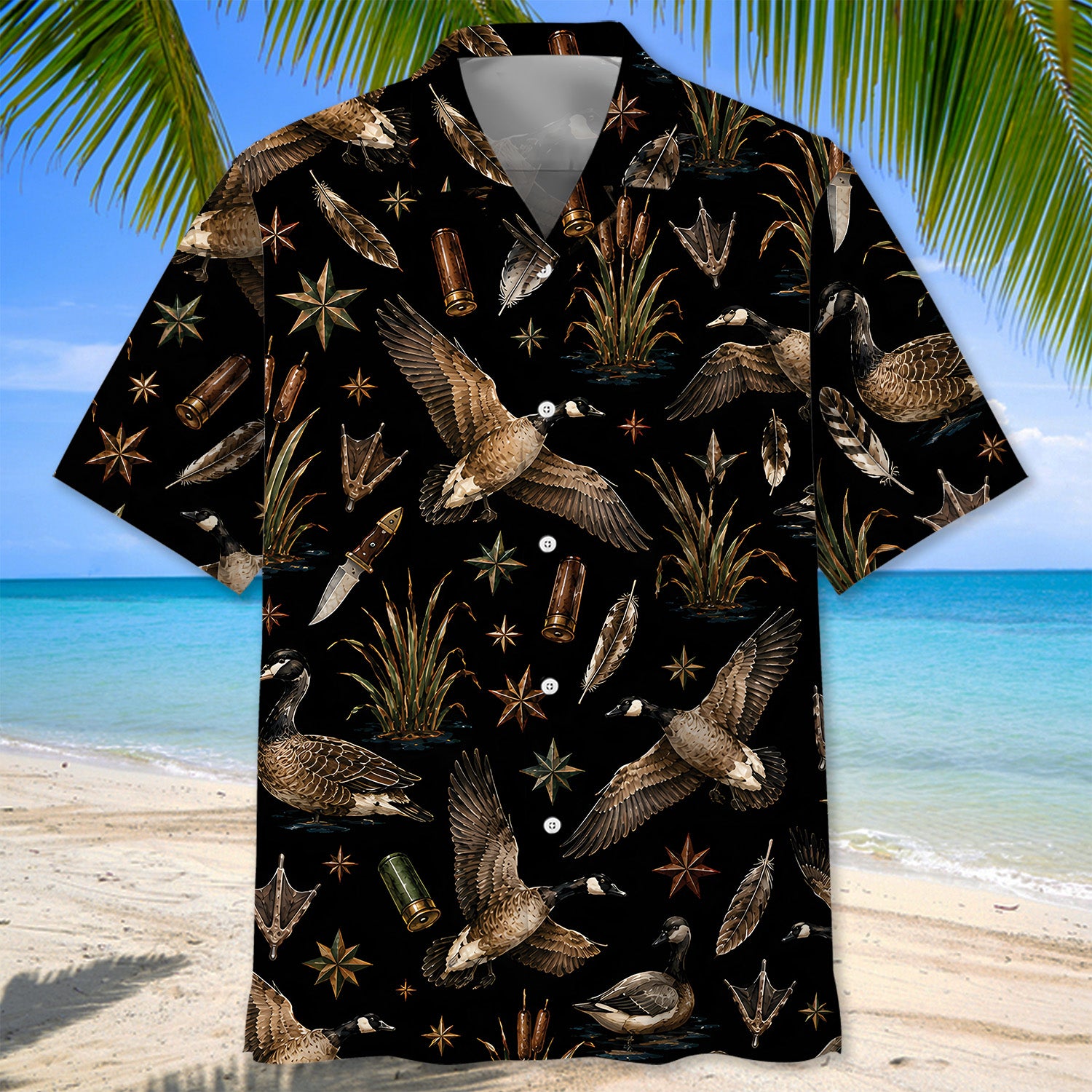 Goose Hunting Retro Black Hawaiian Shirt