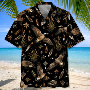 Goose Hunting Retro Black Hawaiian Shirt
