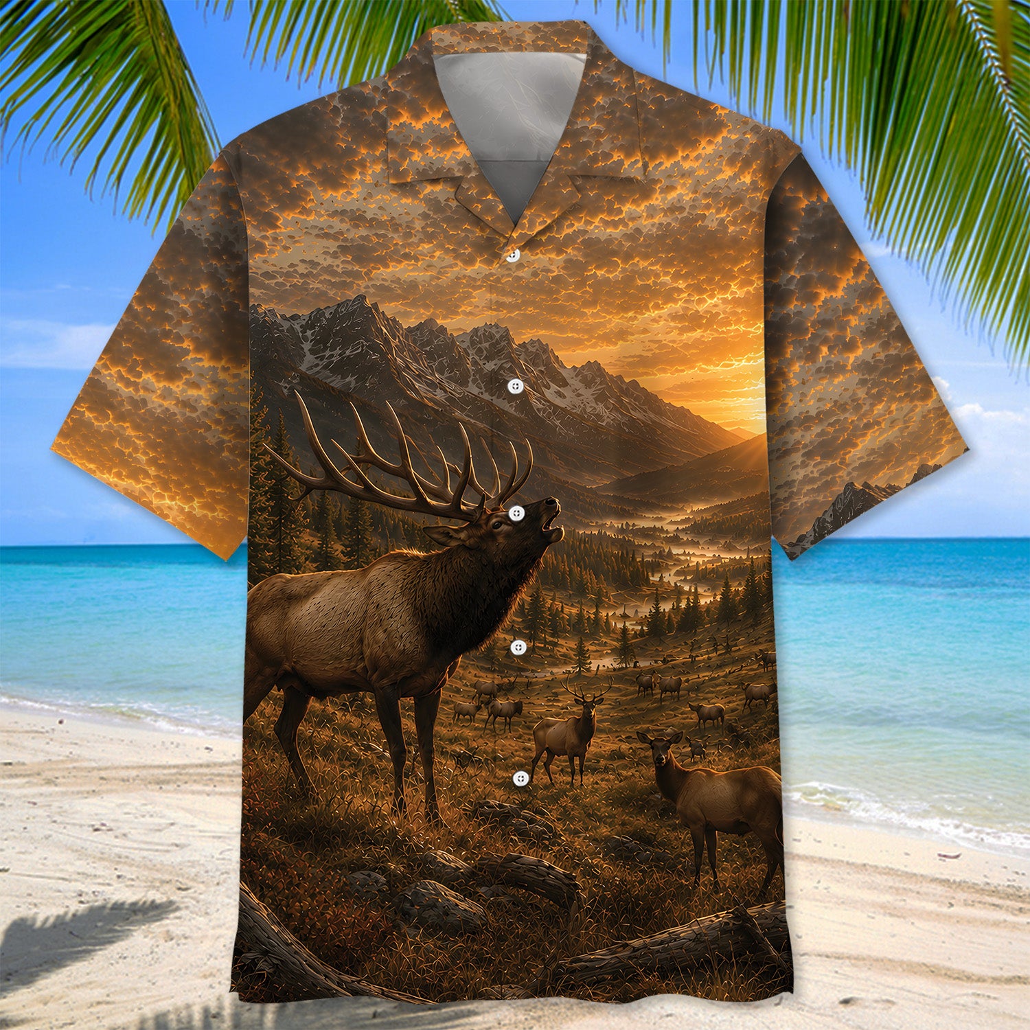 Elk Hunting Nature Hawaiian Shirt