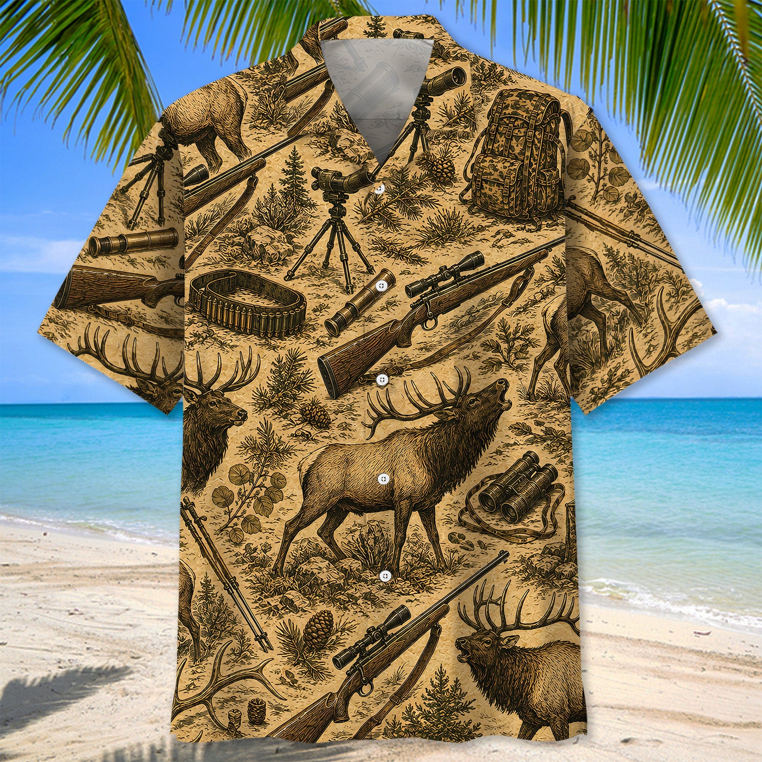 Vintage Elk Hunting Hawaiian Shirt