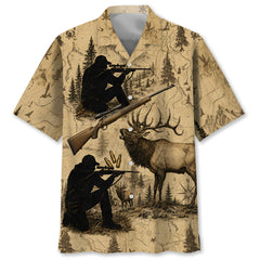 Vintage Elk Hunting Hawaiian Shirt