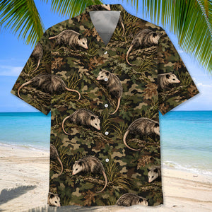 Woodland Opossum Camouflage Hawaiian Shirt