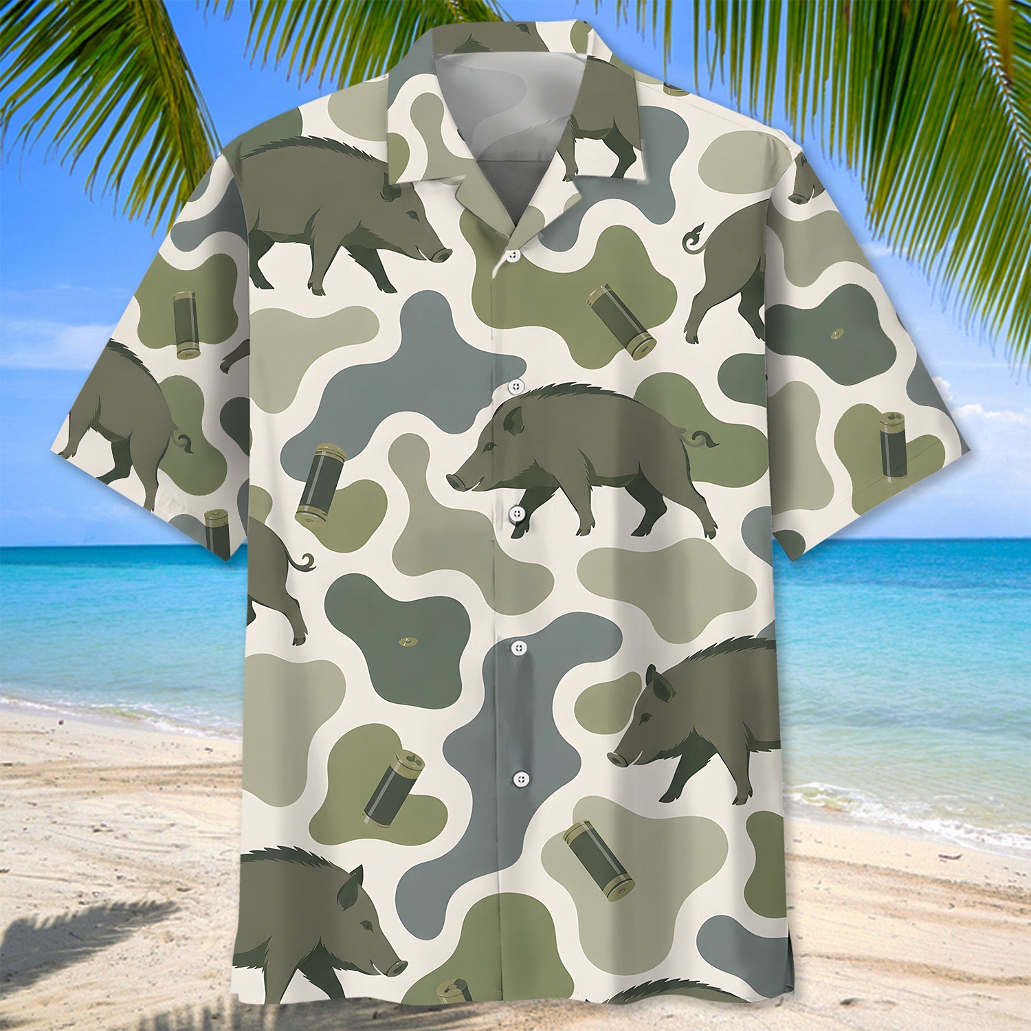 Hog Camouflage Hunting Funny Pattern Hawaiian Shirt