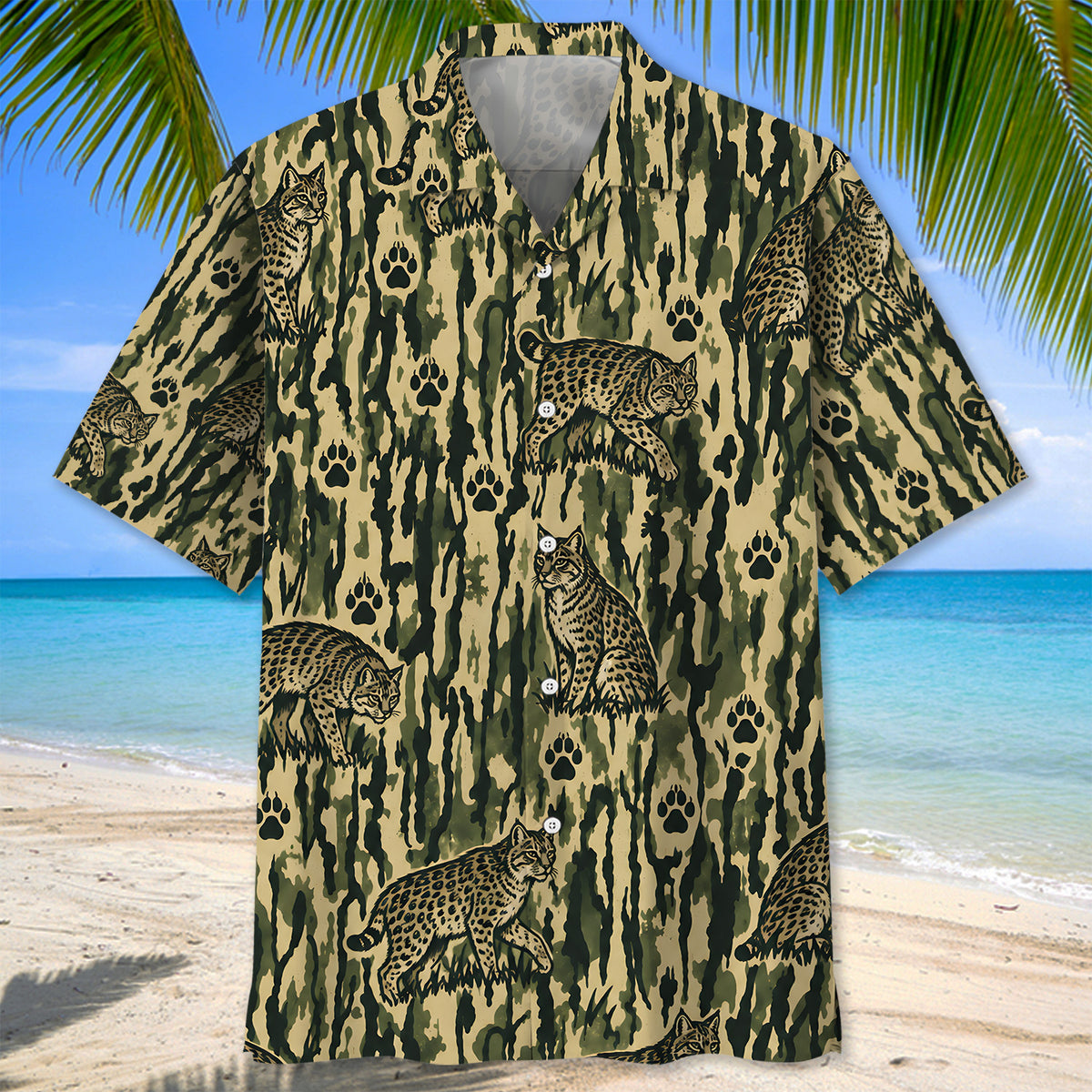 Bobcat Stripe Camouflage Hawaiian Shirt