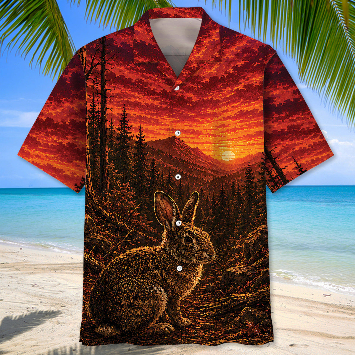 Rabbit Hunting Burnt Sky Hawaiian Shirt