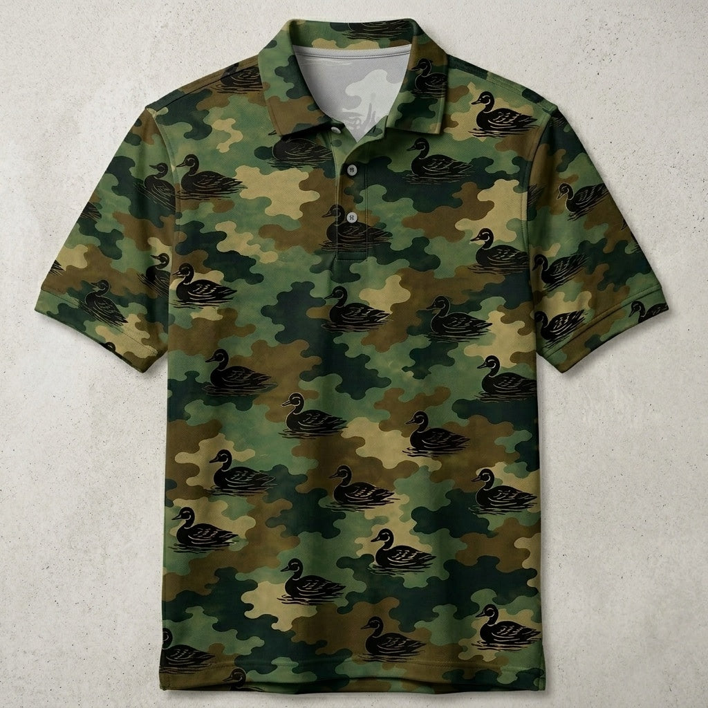 Duck Camouflage Millitary Men Polo Shirt