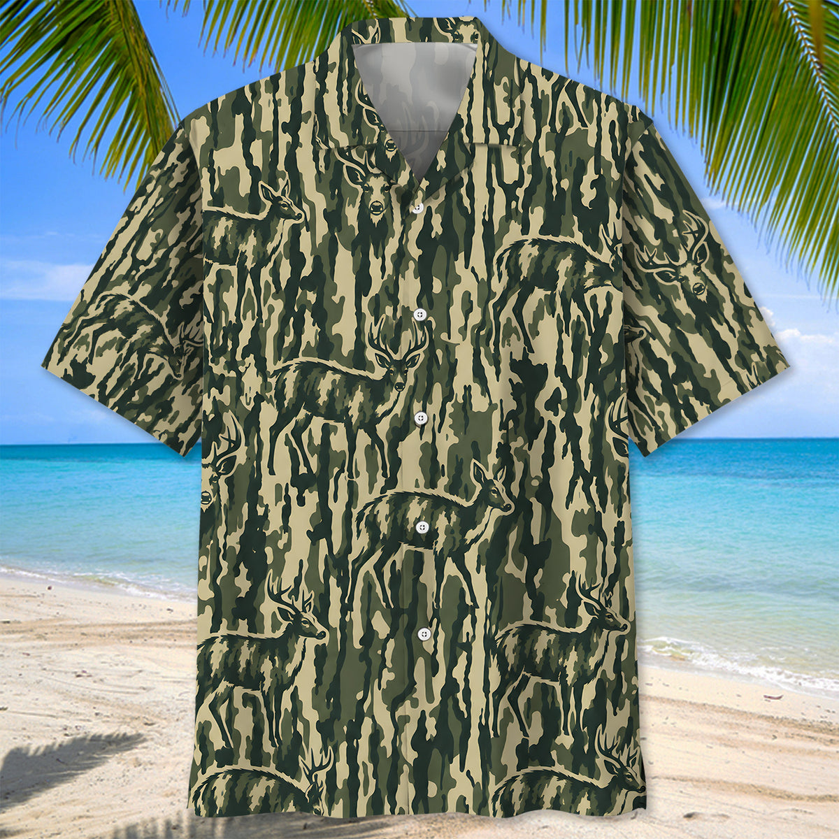 Deer Stripe Camouflage Hawaiian Shirt