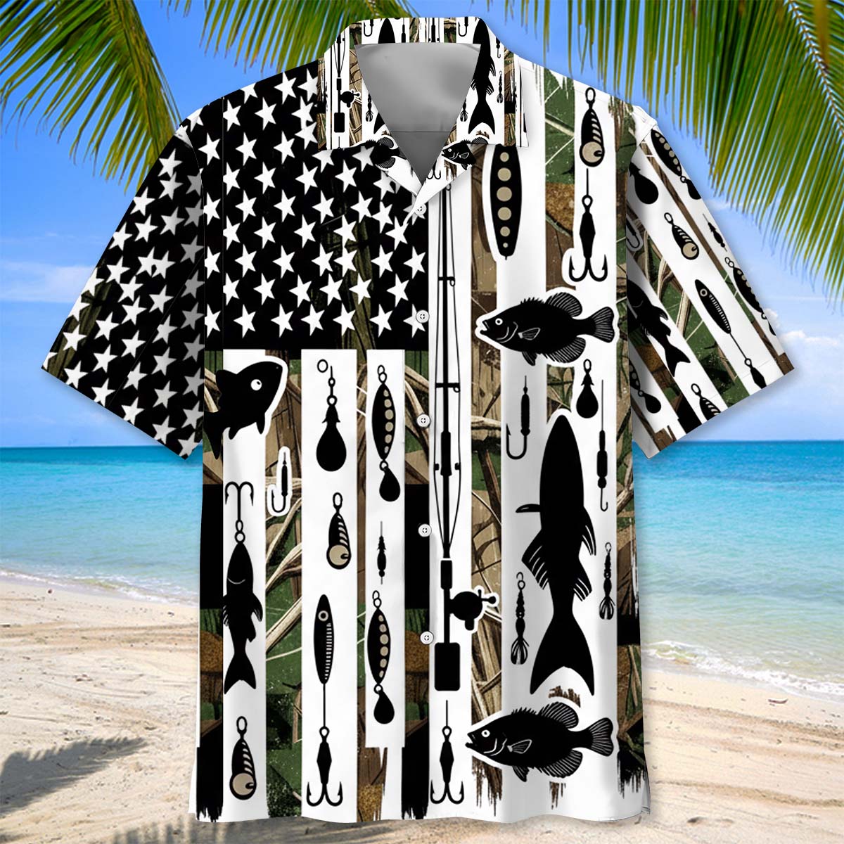 Fishing Black Hawaiian Shirt