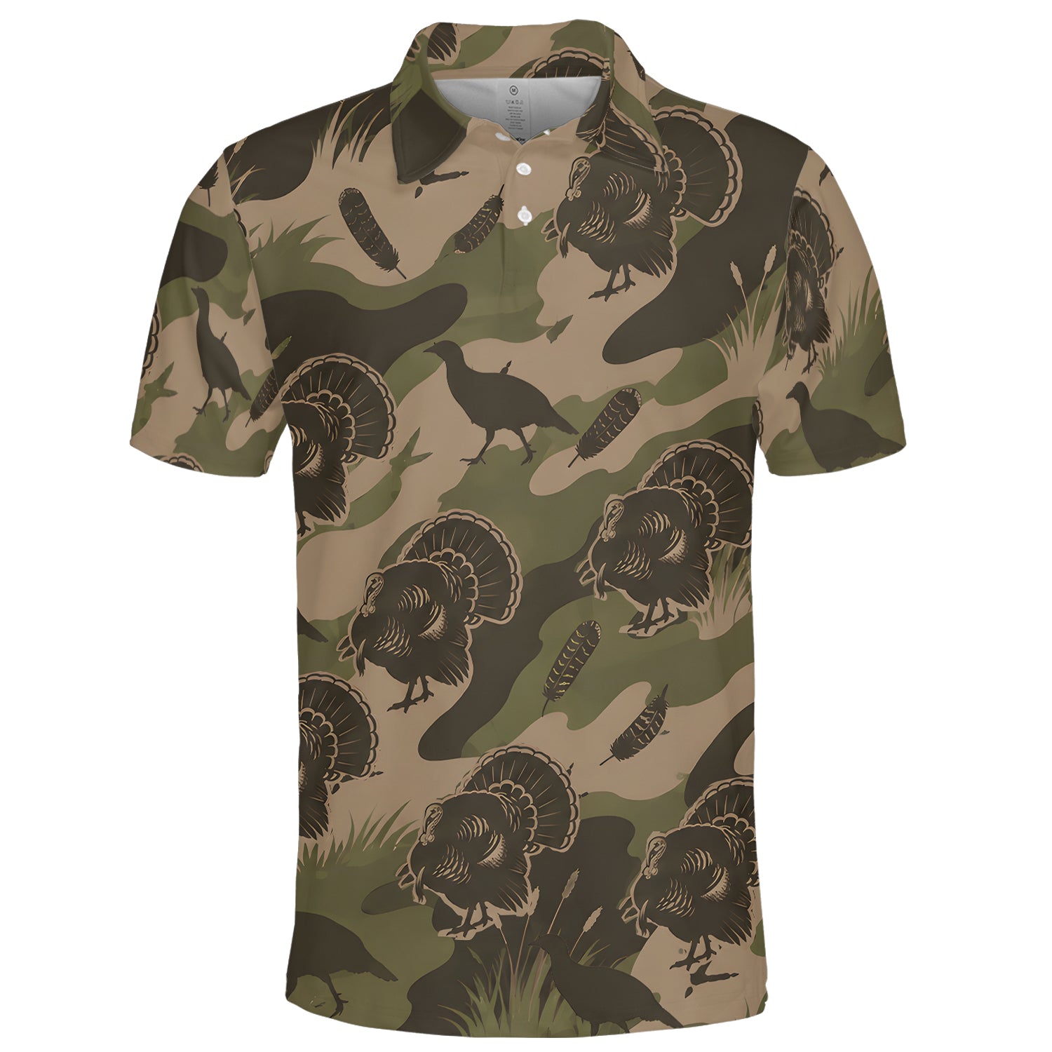 Vintage Camouflage Wild Turkey Hunting Polo For Men