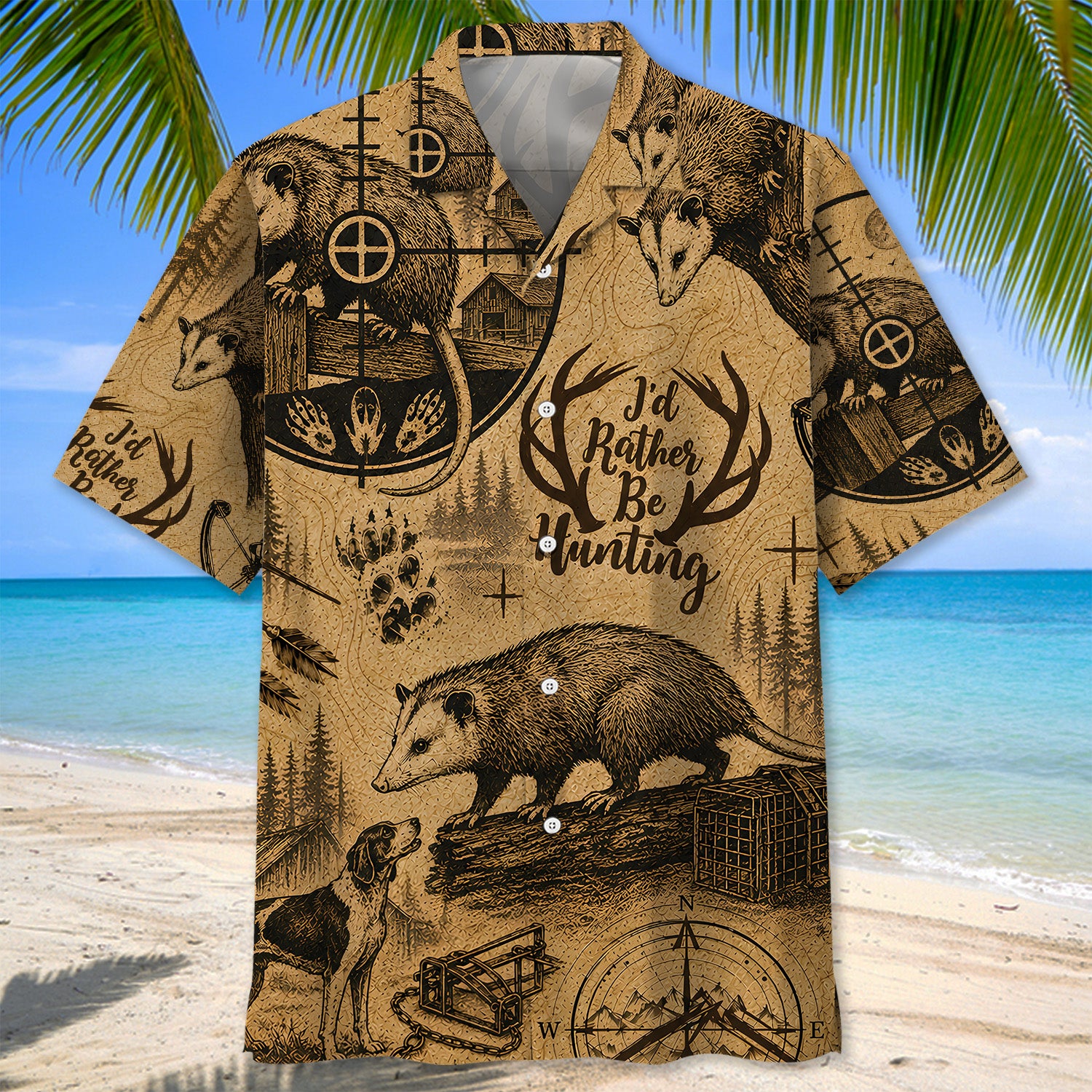 Opossum I'd Rather be Hunting Hawaiian Shirt