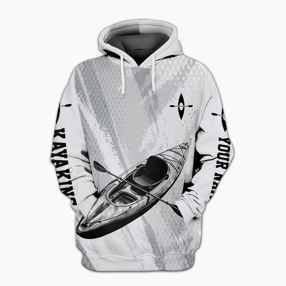 Custom Name Kayaking Black And White All Over Print Shirt