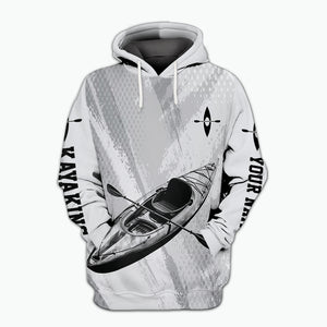 Custom Name Kayaking Black And White All Over Print Shirt