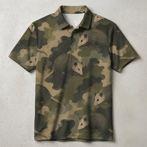 Opossum Camouflage Graphic Pattern Men Polo Shirt