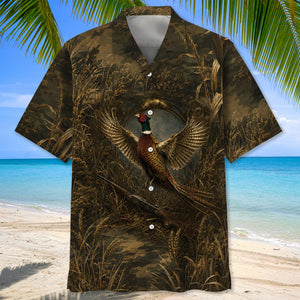 Pheasant Hunting Dark Camo Hawaiian Shirt
