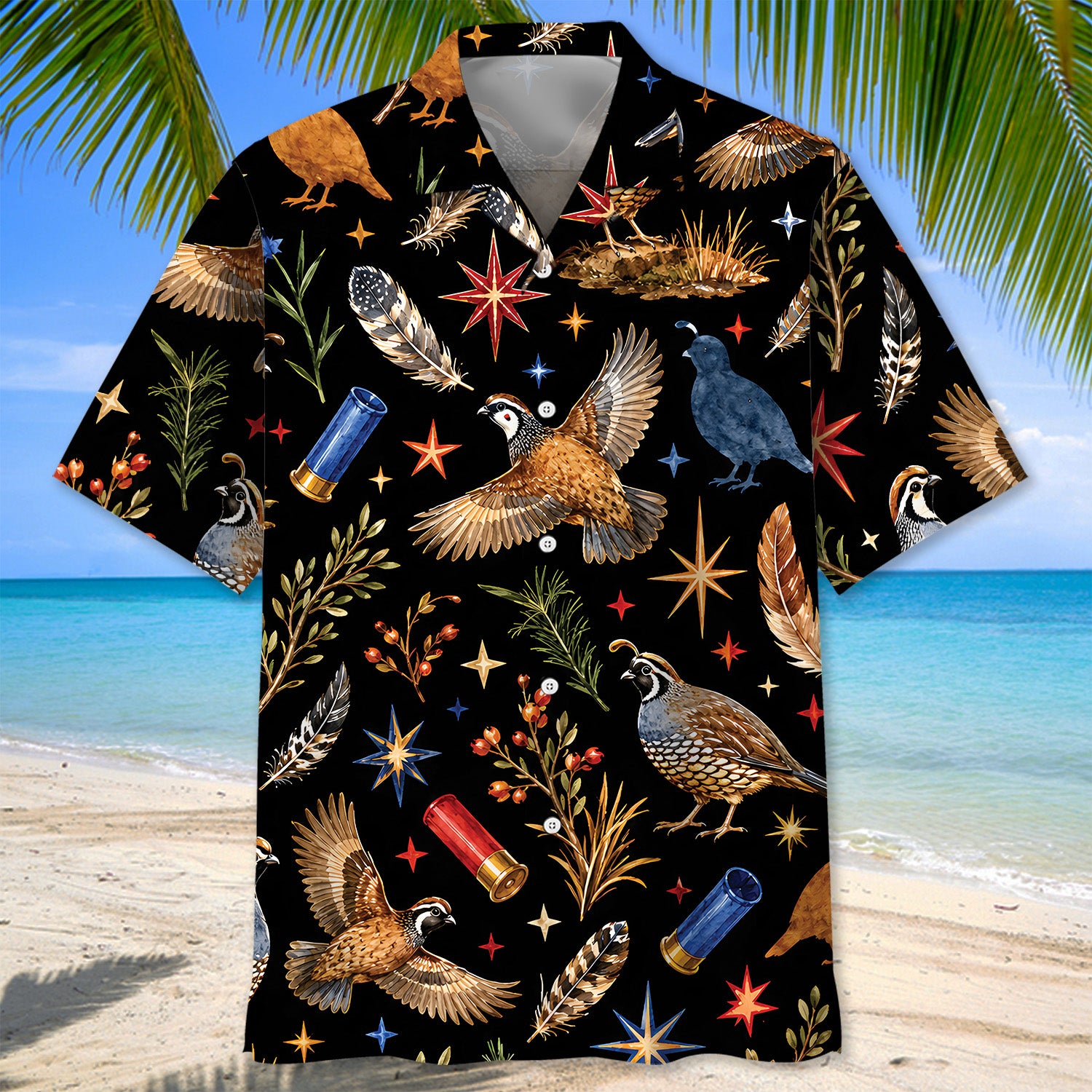Quail Hunting Retro Black Hawaiian Shirt