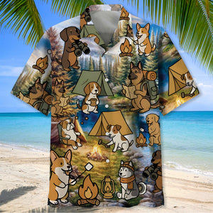 Funny Dog Camping Hawaiian Shirt