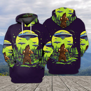 Funny Grizzly Bear Drinking All Over Print Shirt