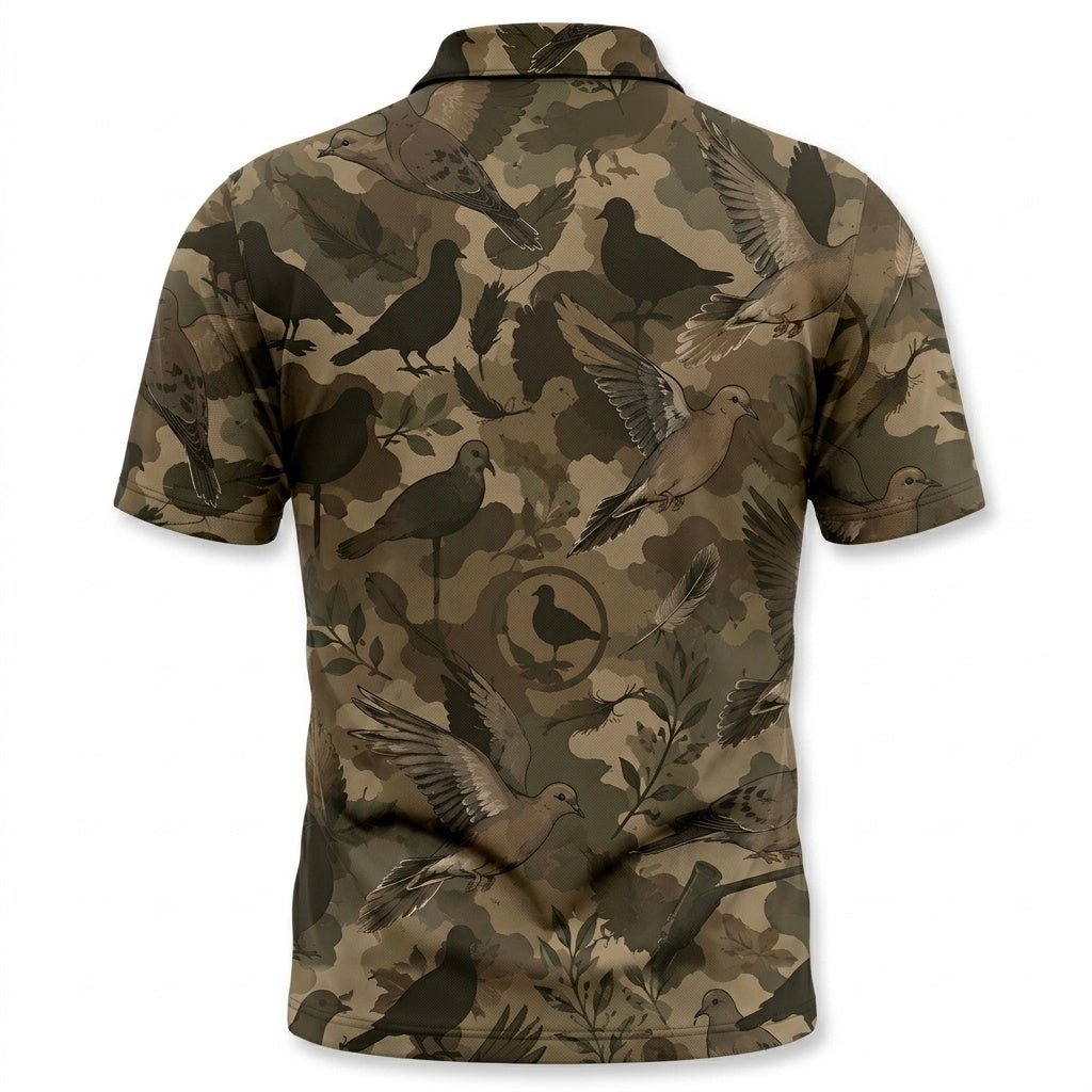 Tactical Mourning Dove Hunting Pattern Men Polo Shirt