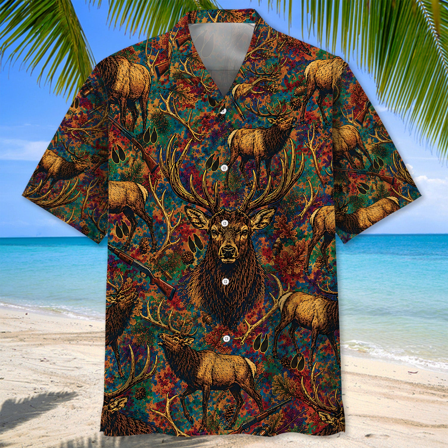Psychedelic Elk Hunting Hawaiian Shirt