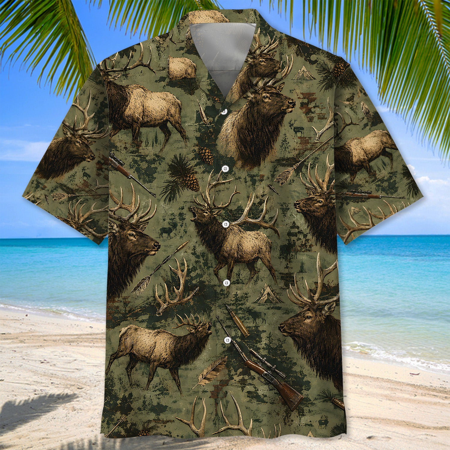 Elk Hunting Forest Hawaiian Shirt