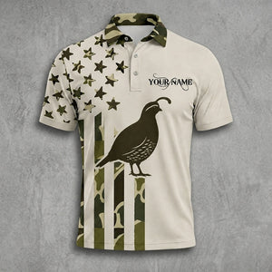 Custom Name Quail Hunting Camouflage Style Men Polo Shirt