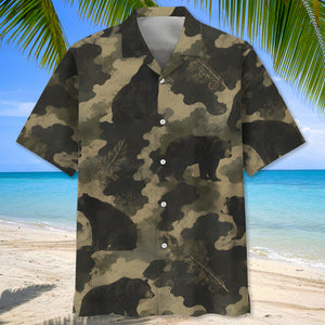 Black Bear Camouflage Graphic Pattern Hawaiian Shirt