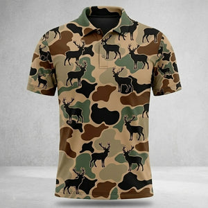 Deer Hunting Camouflage Pattern Men Polo Shirt